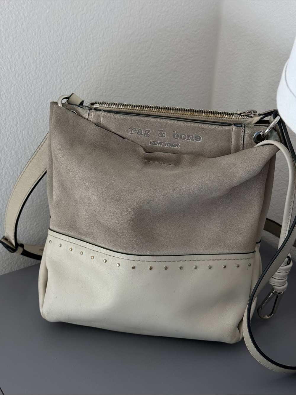 Rag & Bone Compass Crossbody Bag – Suede & Leather Colorblock